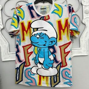 The Smurfs Graffiti White T-shirt Size Small